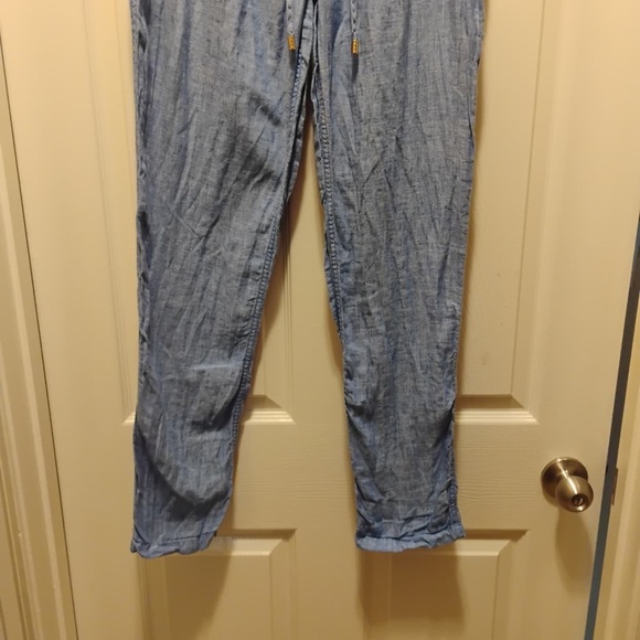 Lilly Pulitzer Light Blue Drawstring Pants 100% Linen Lightweight Stretch Size L - Picture 7 of 8